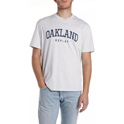 Replay Herr avslappnad passform T-shirt av bomull, 011 Naturligt vitt, 3XL Replay Herr avslappnad passform T-shirt av bomull, 011 Naturligt vitt, 3XL