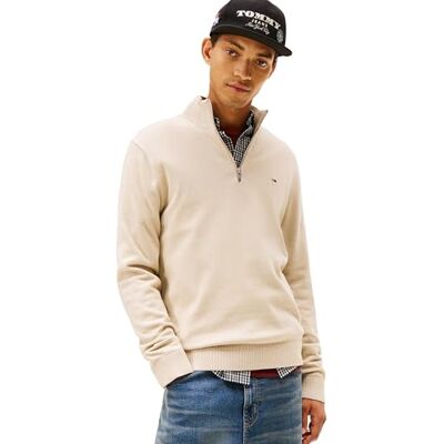 Tommy Jeans herr TJM SLM ESS ljus ¼ dragkedja SWTR EXT DM0DM21654 halv dragkedja tröja, beige (Gulf Sand), M, Beige (Gulf Sand), M Tommy Jeans herr TJM SLM ESS ljus ¼ dragkedja SWTR EXT DM0DM21654 halv dragkedja tröja, beige (Gulf Sand), M, Beige (Gulf Sand), M