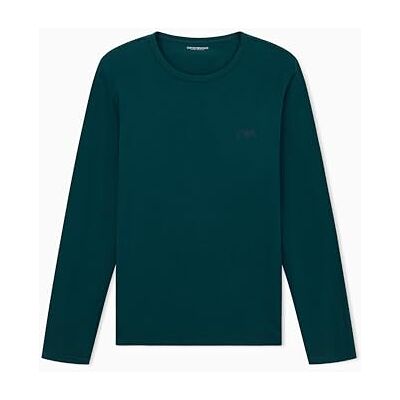 Giorgio Armani Herrens djärva monogram långärmad t-shirt med rund hals grön L, gRÖN, L Giorgio Armani Herrens djärva monogram långärmad t-shirt med rund hals grön L, gRÖN, L