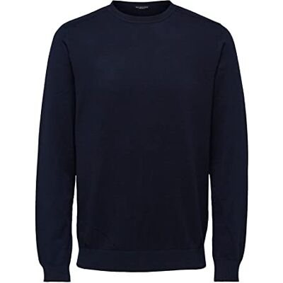 SELECTED HOMME stickad tröja för män, långärmad, Marinblå, XXL SELECTED HOMME stickad tröja för män, långärmad, Marinblå, XXL
