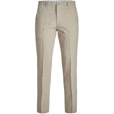 JACK & JONES Herr Jprriviera linne byxor slim fit Sn kostymbyxor, Beige/fit: smal passform, 48 SE JACK & JONES Herr Jprriviera linne byxor slim fit Sn kostymbyxor, Beige/fit: smal passform, 48 SE