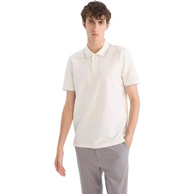 DeFacto Basic pikétröja för män – klassisk t-shirt för män, Vit, 3XL DeFacto Basic pikétröja för män – klassisk t-shirt för män, Vit, 3XL