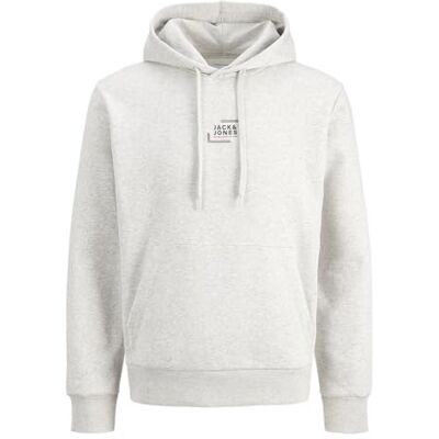 JACK & JONES Jjcorp Graphic Sweat Hood Noos, Vit melange, M JACK & JONES Jjcorp Graphic Sweat Hood Noos, Vit melange, M