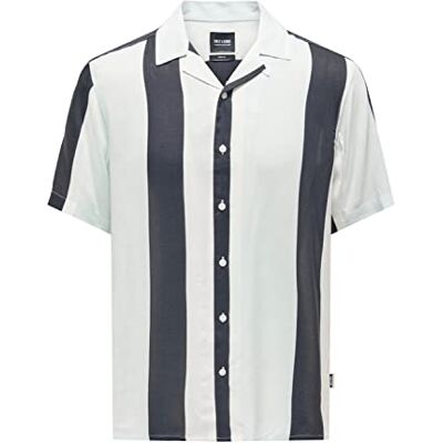 Only & Sons Onswayne Life Reg Stripe viskos skjorta skjorta, mörk marinblå, XS Only & Sons Onswayne Life Reg Stripe viskos skjorta skjorta, mörk marinblå, XS