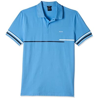 Boss Pikétröja för män, Öppen Blue495, XL Boss Pikétröja för män, Öppen Blue495, XL