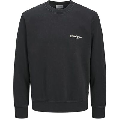 JACK & JONES Jjedover Print Sweat Crew Neck Pls – Plus Size, svart, 4XL JACK & JONES Jjedover Print Sweat Crew Neck Pls – Plus Size, svart, 4XL