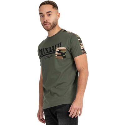 Lonsdale Herr T-shirt normal passform Huxter, oliv/svart, L, 117522 Lonsdale Herr T-shirt normal passform Huxter, oliv/svart, L, 117522