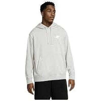 NIKE Club Po Ft Tröja med huva for män, Dk Grey Heather/Matte Silver/W, S NIKE Club Po Ft Tröja med huva for män, Dk Grey Heather/Matte Silver/W, S