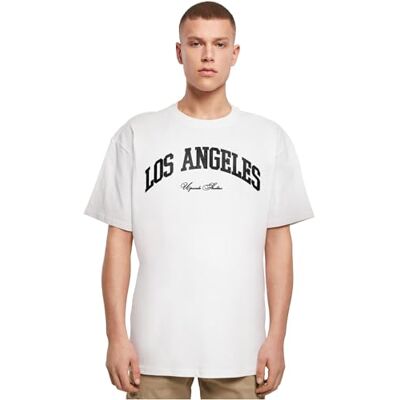 Upscale unisex T-shirt L.A. College Oversize Tee T-shirt med tryck, överdimensionerad passform, streetwear, Vit, XL Upscale unisex T-shirt L.A. College Oversize Tee T-shirt med tryck, överdimensionerad passform, streetwear, Vit, XL
