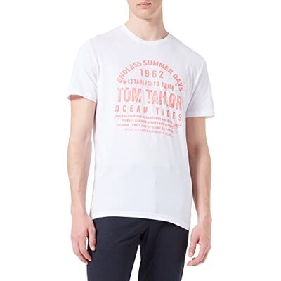 TOM TAILOR Herr T-shirt med tryck 1031567, 20000 White, XXL TOM TAILOR Herr T-shirt med tryck 1031567, 20000 White, XXL