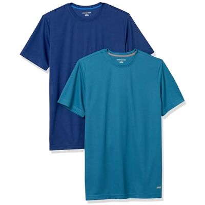 Amazon Essentials Active Performance Tech T-Shirt för män (finns i stora och långa), 2-pack, blågrön/marinblå, Large Amazon Essentials Active Performance Tech T-Shirt för män (finns i stora och långa), 2-pack, blågrön/marinblå, Large