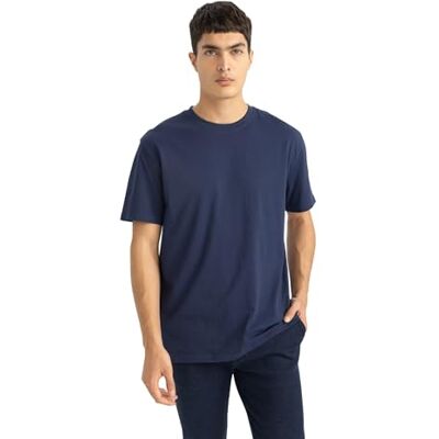 DeFacto Basic T-shirt för män – klassisk t-shirt för män, marinblå, 3XL DeFacto Basic T-shirt för män – klassisk t-shirt för män, marinblå, 3XL