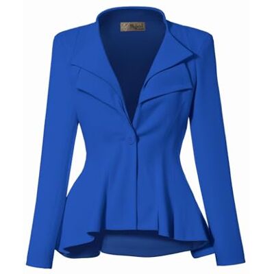 Hybrid & Company Dam Ledig Arbete Kontor Klädd Dubbel Kavajslag Enkel Knapp Peplum Bekväm Blazer, Kunglig uppklädd & premiumvikt, XL Hybrid & Company Dam Ledig Arbete Kontor Klädd Dubbel Kavajslag Enkel Knapp Peplum Bekväm Blazer, Kunglig uppklädd & premiumvikt, XL