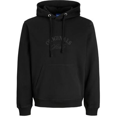 JACK & JONES Jorbleecker branding Sweat Hood Bf, svart, S JACK & JONES Jorbleecker branding Sweat Hood Bf, svart, S
