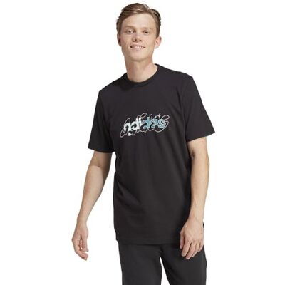 adidas För Män Illustrated Linear Graphic Tee, black, M adidas För Män Illustrated Linear Graphic Tee, black, M