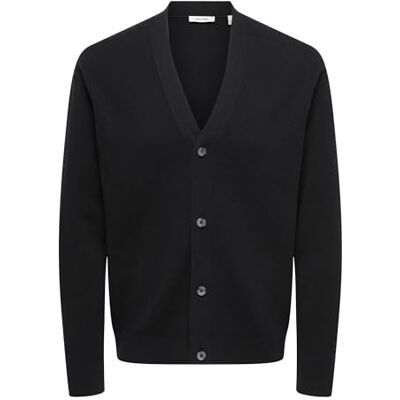 Only & Sons Onsting Life Reg Ls cardigan stickad Noos, svart, L Only & Sons Onsting Life Reg Ls cardigan stickad Noos, svart, L