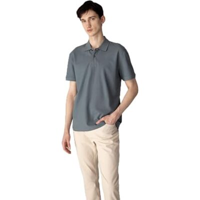 DeFacto Basic pikétröja för män – klassisk t-shirt för män, Lt.grå, 3XL DeFacto Basic pikétröja för män – klassisk t-shirt för män, Lt.grå, 3XL
