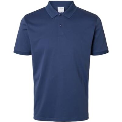 SELECTED HOMME Slhfave Button Ss Polo Noos, Oceana, M SELECTED HOMME Slhfave Button Ss Polo Noos, Oceana, M