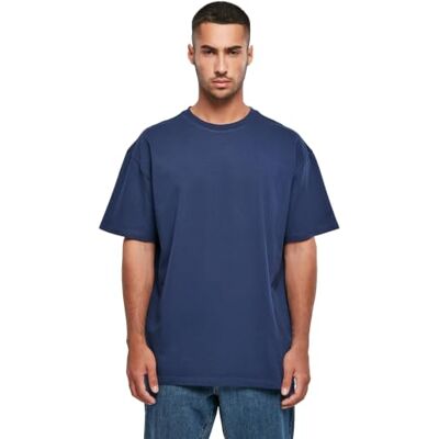 Build Your Brand T-shirt för män tung oversize te, basic t-shirt för män, överdimensionerad passform, bomull, Mörkblå, L Build Your Brand T-shirt för män tung oversize te, basic t-shirt för män, överdimensionerad passform, bomull, Mörkblå, L