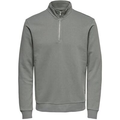 Only & Sons Onsceres halvlång dragkedja sweatshirt, Castor Gray, S Only & Sons Onsceres halvlång dragkedja sweatshirt, Castor Gray, S