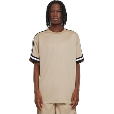 Urban Classics T-shirt för män överdimensionerade ränder i mesh, Unionbeige, M Urban Classics T-shirt för män överdimensionerade ränder i mesh, Unionbeige, M