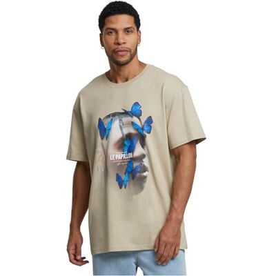 Tee T-shirt för män, Le Papillon, oversize, te, våt sand, XXL, Vått sand, XXL Tee T-shirt för män, Le Papillon, oversize, te, våt sand, XXL, Vått sand, XXL