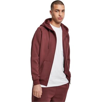 Urban Classics Huvtröja med dragkedja för män, Körsbär, L Urban Classics Huvtröja med dragkedja för män, Körsbär, L