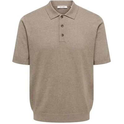 Only & Sons Onsloui Reg 12 Ss Mel Polo Knit Noos, Ökenduvor, XL Only & Sons Onsloui Reg 12 Ss Mel Polo Knit Noos, Ökenduvor, XL