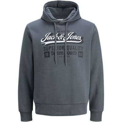 JACK & JONES Jjelogo Sweat Hood 2 Col 25/26 Noos Pls – plus storlek, Stormigt väder, 3XL JACK & JONES Jjelogo Sweat Hood 2 Col 25/26 Noos Pls – plus storlek, Stormigt väder, 3XL