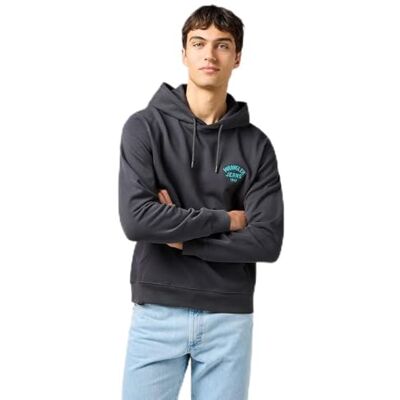 Wrangler SMALL Logo Hoodie, Blekd svart, XL Wrangler SMALL Logo Hoodie, Blekd svart, XL