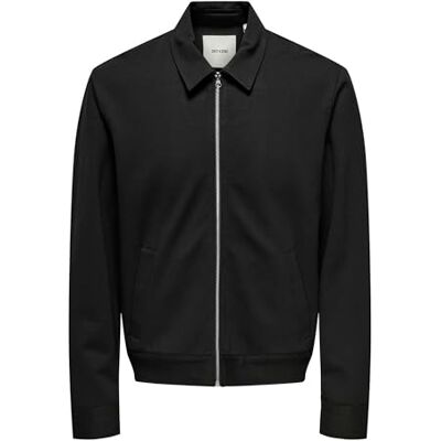 Only & Sons Onsjakes 0339 Reg Zip Stretch Overshirt, svart, S Only & Sons Onsjakes 0339 Reg Zip Stretch Overshirt, svart, S