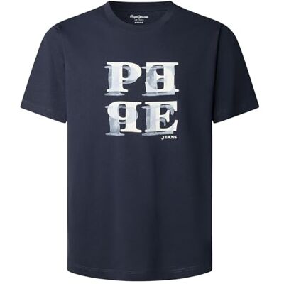 Pepe Jeans herr M säsong logo IV t-shirt, blå (marinblå), M, Blå (marinblå), M Pepe Jeans herr M säsong logo IV t-shirt, blå (marinblå), M, Blå (marinblå), M