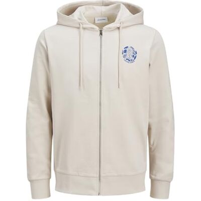 JACK & JONES Jjone Color Summer Sweat huvtröja med dragkedja, Moonbeam, S JACK & JONES Jjone Color Summer Sweat huvtröja med dragkedja, Moonbeam, S