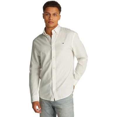 Tommy Jeans herr TJM REG LINEN BLEND LS SHIRT EXT L/S skjorta, vit, S, Vit (Ecru), S Tommy Jeans herr TJM REG LINEN BLEND LS SHIRT EXT L/S skjorta, vit, S, Vit (Ecru), S