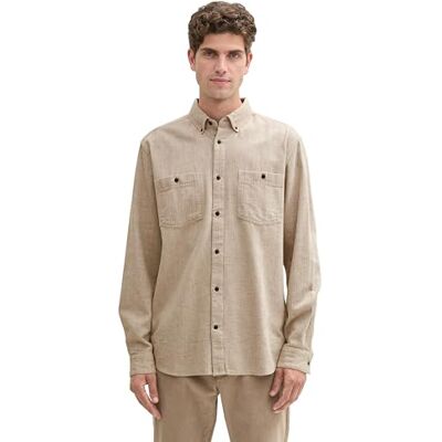 TOM TAILOR herrskjorta, 36652 – brun fiskbensstruktur, XL TOM TAILOR herrskjorta, 36652 – brun fiskbensstruktur, XL