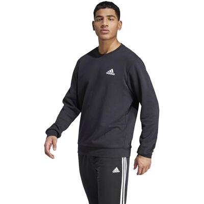 adidas För Män FEELCOZY ESSENTIALS FLEECE SWEATSHIRT, Black/White, S adidas För Män FEELCOZY ESSENTIALS FLEECE SWEATSHIRT, Black/White, S