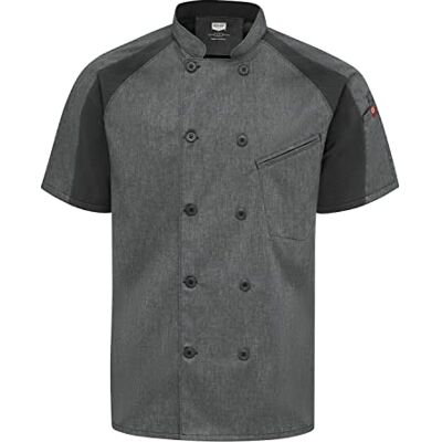 Red Kap Men's Airflow Raglan Chef Coat with Oilblok, Charcoal Heather with Charcoal/Black Mesh, 3X-Large Red Kap Men's Airflow Raglan Chef Coat with Oilblok, Charcoal Heather with Charcoal/Black Mesh, 3X-Large