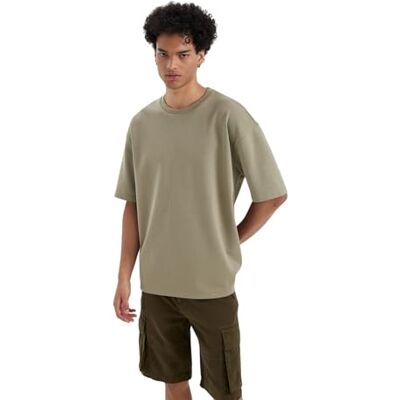 DeFacto Basic T-shirt för män – klassisk t-shirt för män, T.khaki, XL DeFacto Basic T-shirt för män – klassisk t-shirt för män, T.khaki, XL