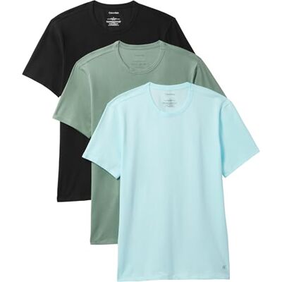 Calvin herr S/S rund hals 3-pack Lv00Nb4185 S/S t-shirt, blå (svart W SEA spray EMB, SEA spray W), XXL Calvin herr S/S rund hals 3-pack Lv00Nb4185 S/S t-shirt, blå (svart W SEA spray EMB, SEA spray W), XXL