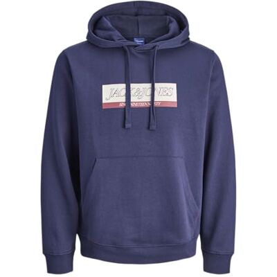 JACK & JONES Jorinwood Block Branding Sweat Hood, Ocean Cavern, L JACK & JONES Jorinwood Block Branding Sweat Hood, Ocean Cavern, L