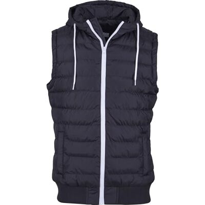 Urban Classics Herr S Bubble Hooded Vest väst, Blk/vit, S Urban Classics Herr S Bubble Hooded Vest väst, Blk/vit, S
