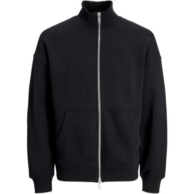 JACK & JONES JORVOLUME Sweat Zip HIGH Neck BLK, svart, S JACK & JONES JORVOLUME Sweat Zip HIGH Neck BLK, svart, S