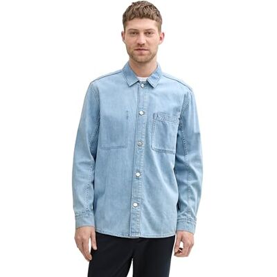 TOM TAILOR herrskjorta, 10117 – använd bleached Blue Denim, S TOM TAILOR herrskjorta, 10117 – använd bleached Blue Denim, S