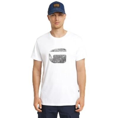 G-STAR Herr Finger Print Burger R T T-shirt, Vit (White D26041-c506-110), XXL G-STAR Herr Finger Print Burger R T T-shirt, Vit (White D26041-c506-110), XXL