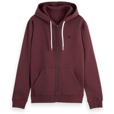 Scotch & Soda Logo Badge Full Zip Through Hoodie, Bordeaux 601, S Scotch & Soda Logo Badge Full Zip Through Hoodie, Bordeaux 601, S