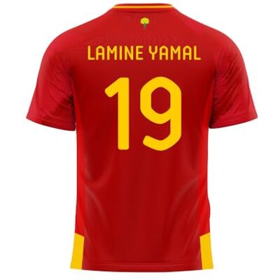 RFEF Lamine Yamal nr 19 T-shirt officiell replika 1:a utrustningen 24/25 vuxenutrustning design med val av sköld röd och gul färg XL storlek RFEF Lamine Yamal nr 19 T-shirt officiell replika 1:a utrustningen 24/25 vuxenutrustning design med val av sköld röd och gul färg XL storlek