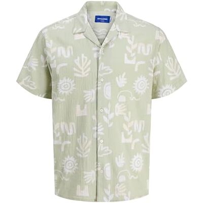 JACK & JONES Jorluke Crinkle AOP Shirt Ss, Celadon Tint, L JACK & JONES Jorluke Crinkle AOP Shirt Ss, Celadon Tint, L