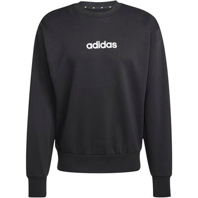 adidas herr Essentials Linear Fleece Sweatshirt, black/white, M adidas herr Essentials Linear Fleece Sweatshirt, black/white, M