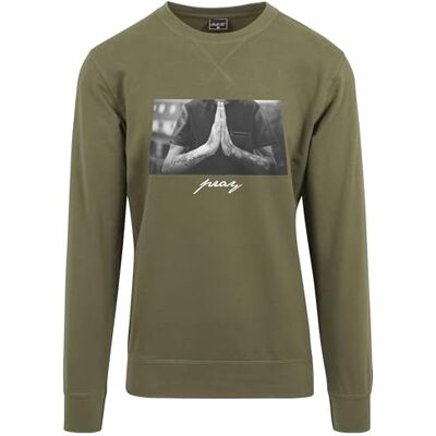 Tee herr Pray Crew neck sweatshirt, OLIV, XS Tee herr Pray Crew neck sweatshirt, OLIV, XS