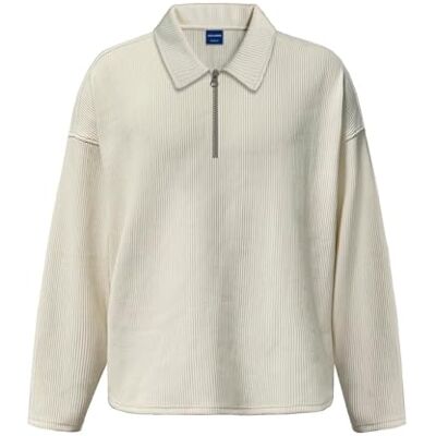 JACK & JONES JACK&JONES JORRICK Plisse Sweat Zip Split Polo LN, Antik vit, XXL JACK & JONES JACK&JONES JORRICK Plisse Sweat Zip Split Polo LN, Antik vit, XXL